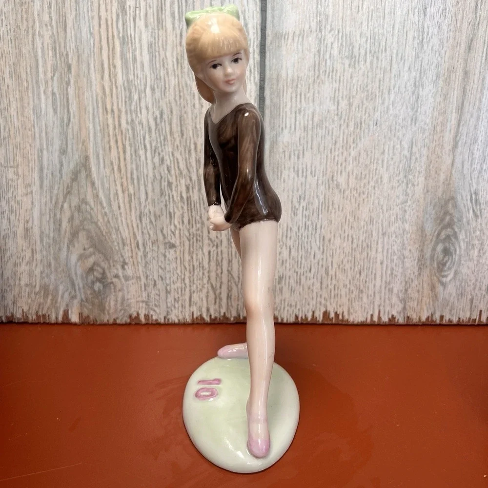Heartline 10th Birthday Ballerina Gymnast Porcelain Figurine Cake Topper Vintage